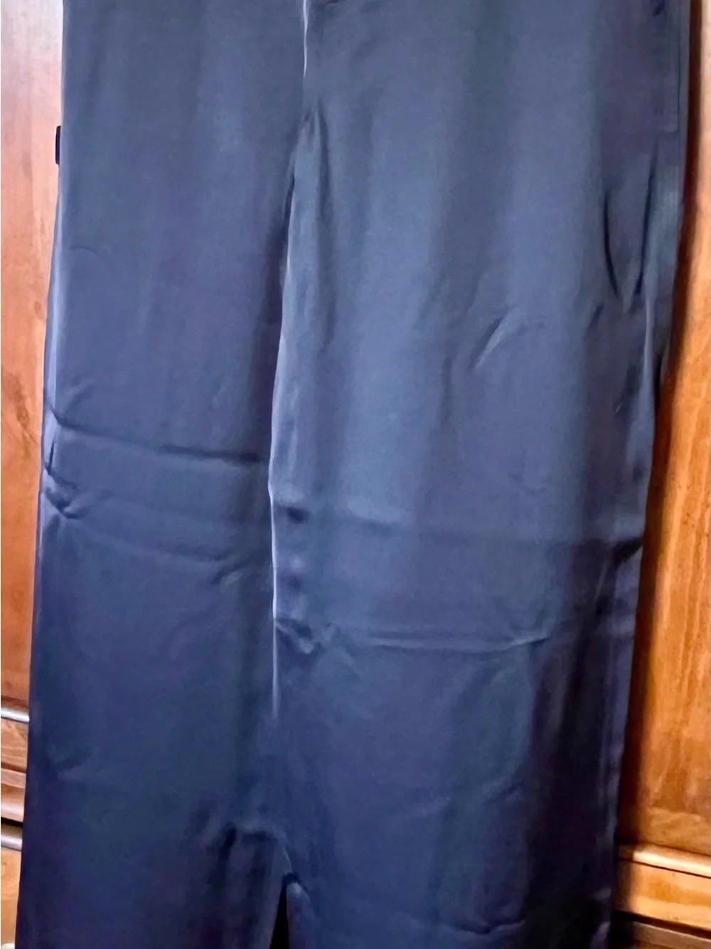 Navy Satin-Look Trousers- Club Monaco